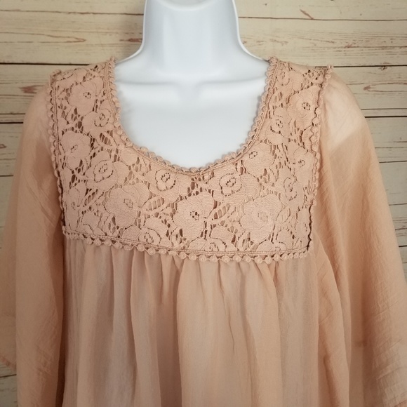 Xhilaration Women's L Batwing Semi Sheer Tunic Top - Picture 2 of 8